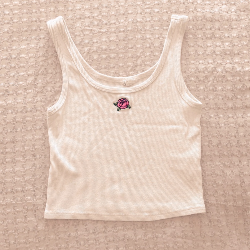 Garage Cropped White Tank Top